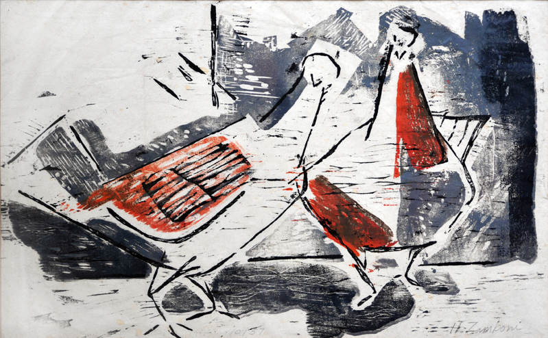 Pigeons - Wood Block Print #004